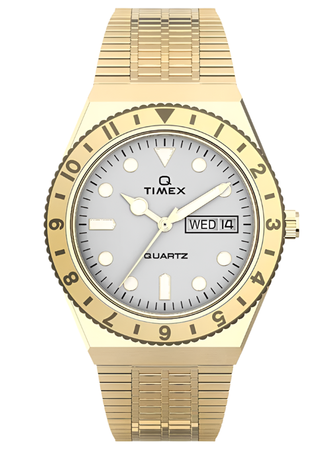 Q Timex 36mm Stainless Steel Bracelet Watch
