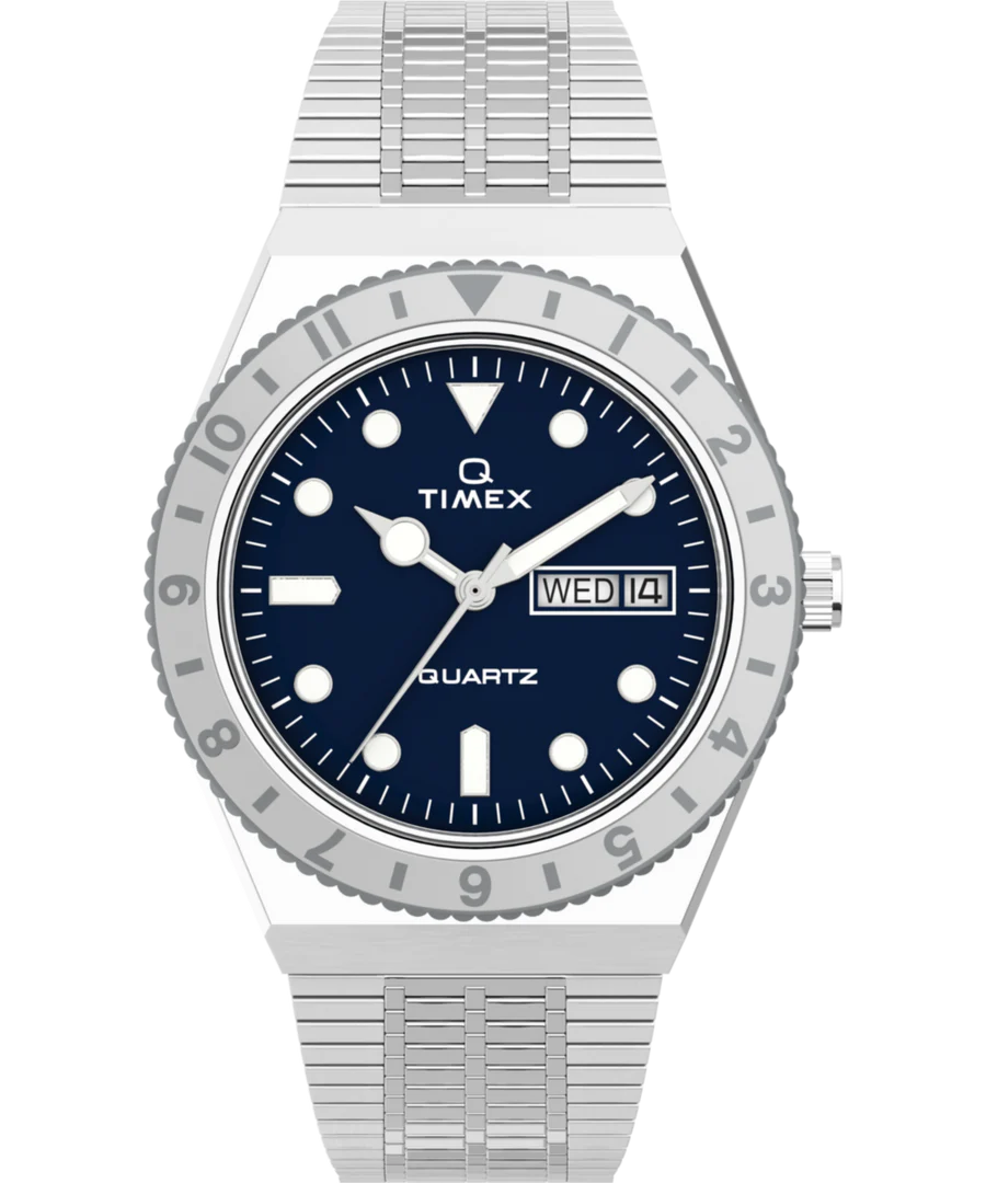 Q Timex 36mm Stainless Steel Bracelet Watch