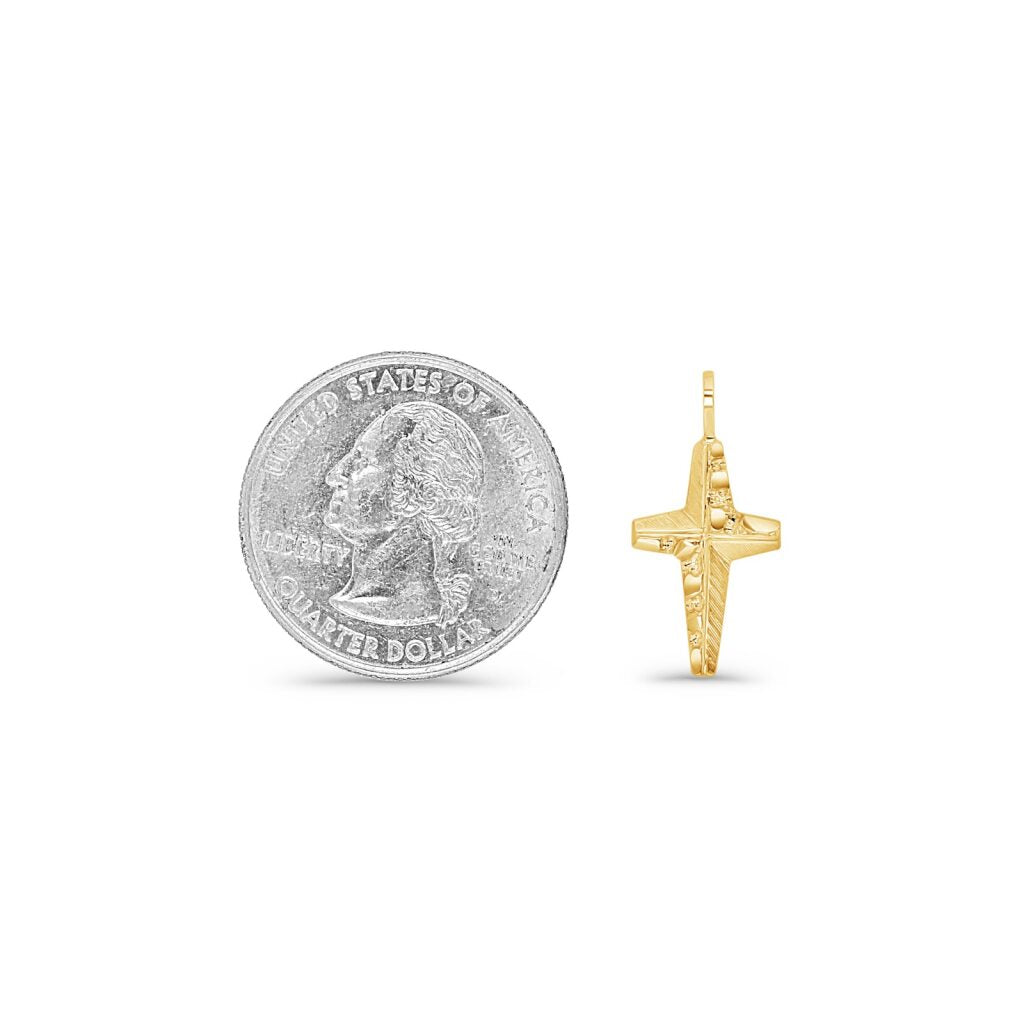 14K Gold Nugget Cross Pendant