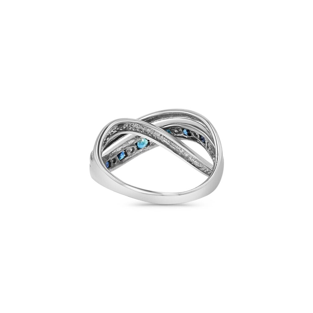 14K White Gold Alternating Channel Infinity Ring