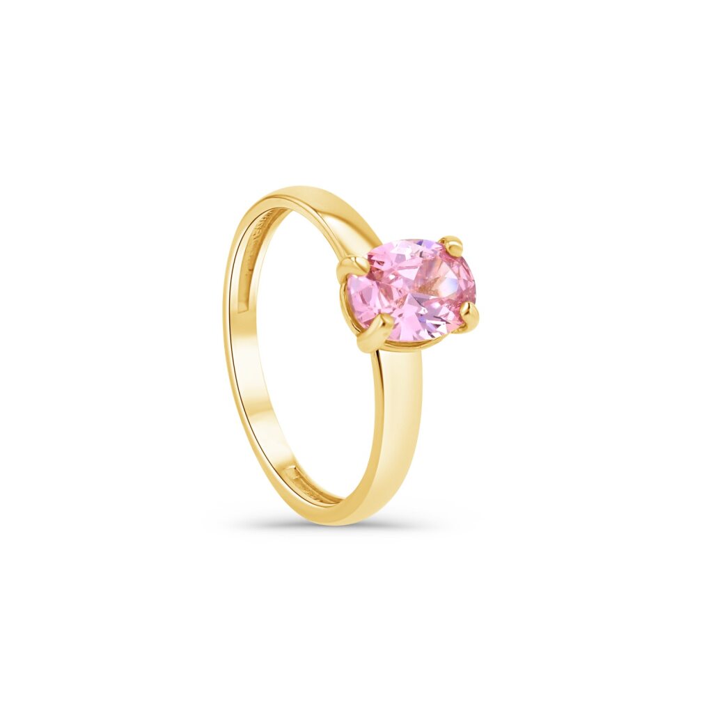 14K Gold Oval Birthstone Solitaire Ring