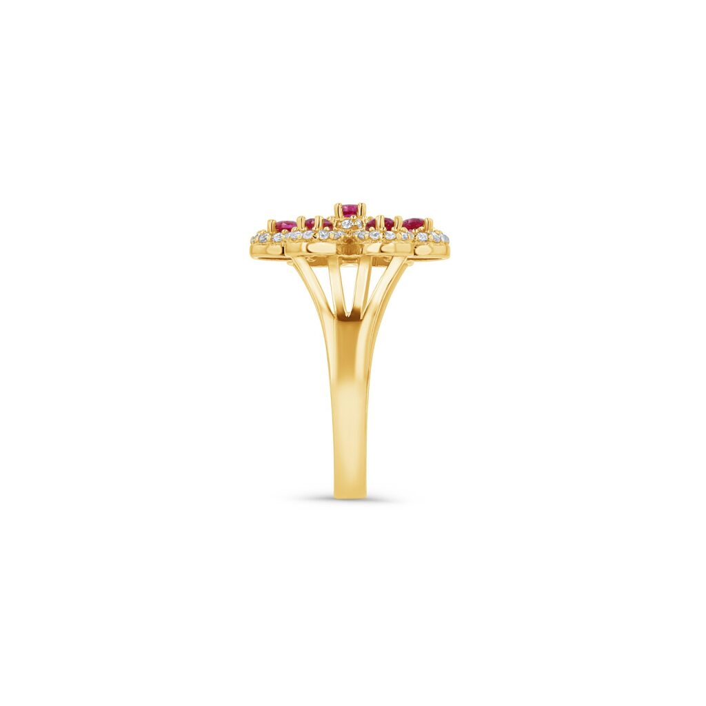 14K Gold Halo Flower Ring