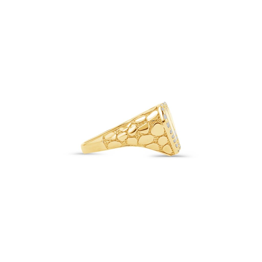 14K Gold Twin Heart Nugget Ring