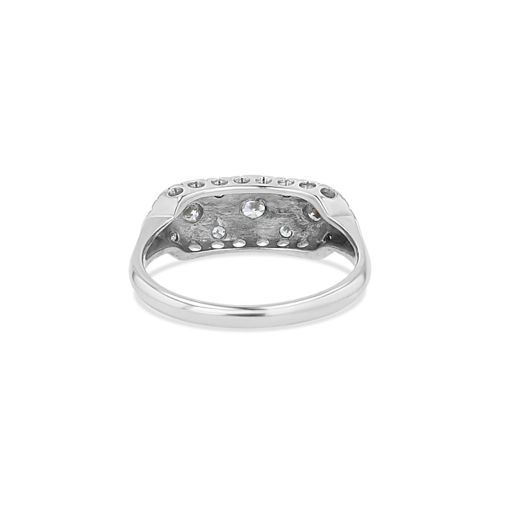 14K White Gold X-Motif Antique Style Ring
