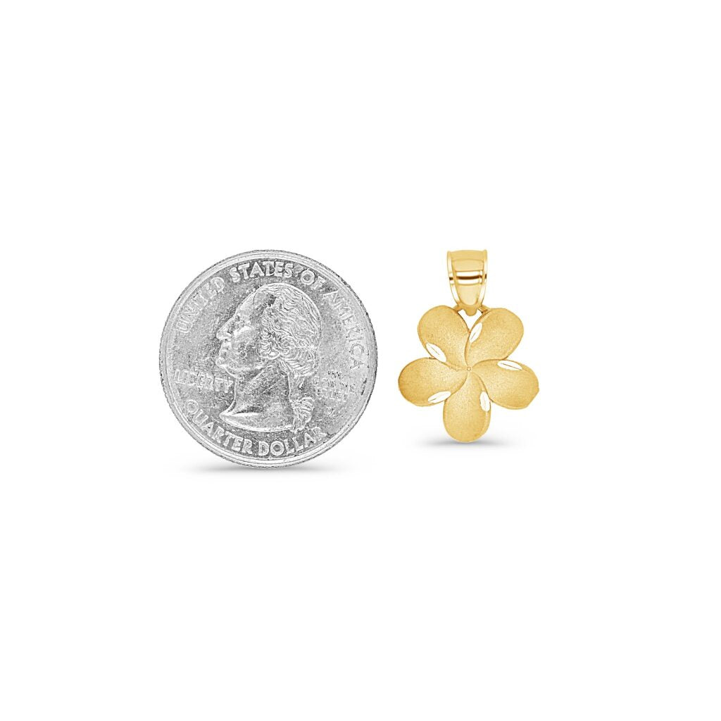 14K Gold Plumeria Flower Pendant