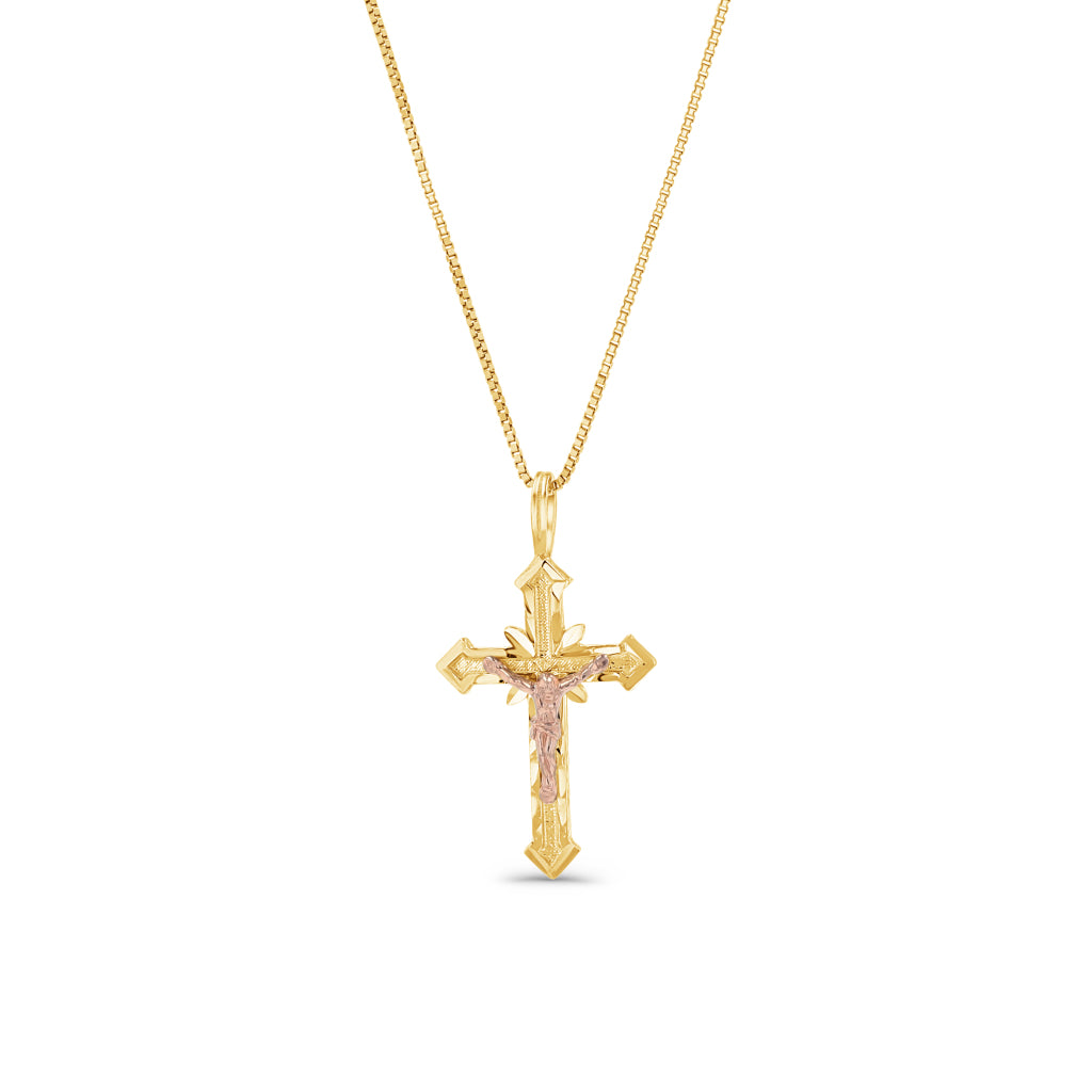 14K Gold Vintage Style Cross Crucifix Pendant