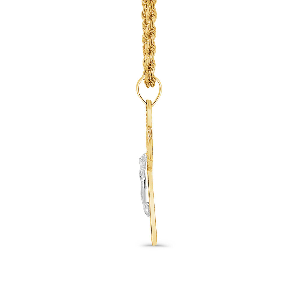 14K Two-Tone Gold Saint Benedict Cross Crucifix Pendant