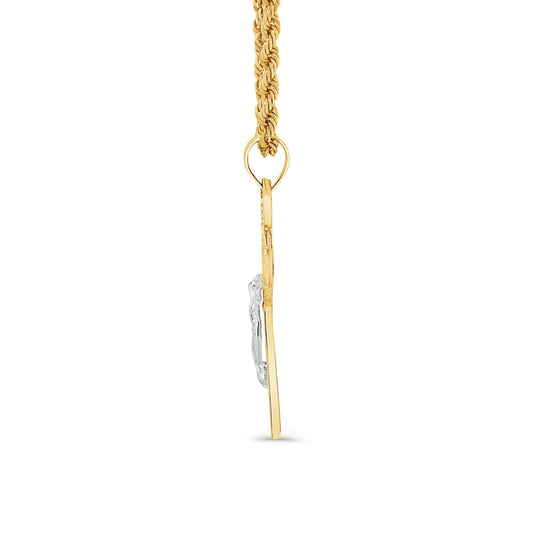 14K Two-Tone Gold Saint Benedict Cross Crucifix Pendant