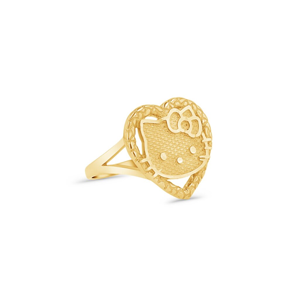 14K Gold Hello Kitty Nugget Heart Ring