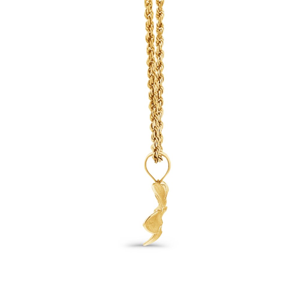 14K Gold Plumeria Flower Pendant