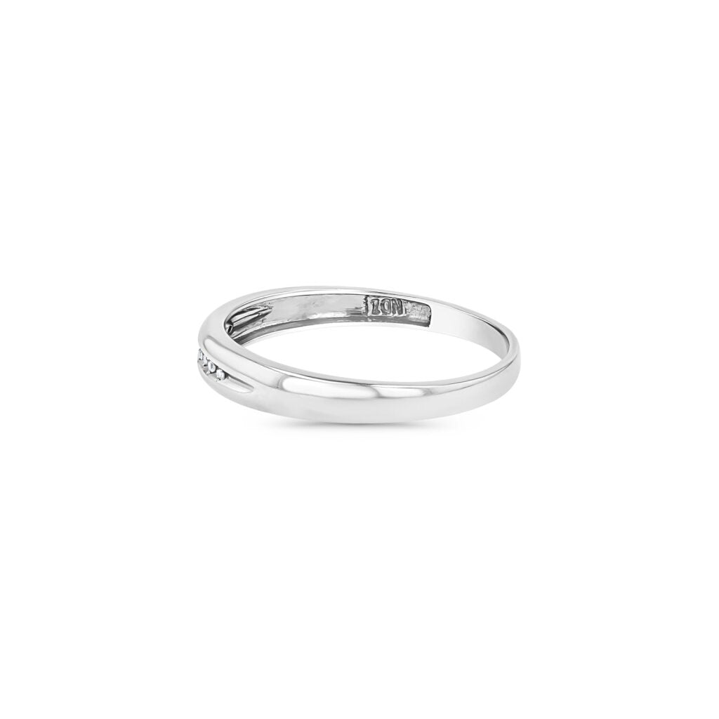14K White Gold Simple Single Lane Band