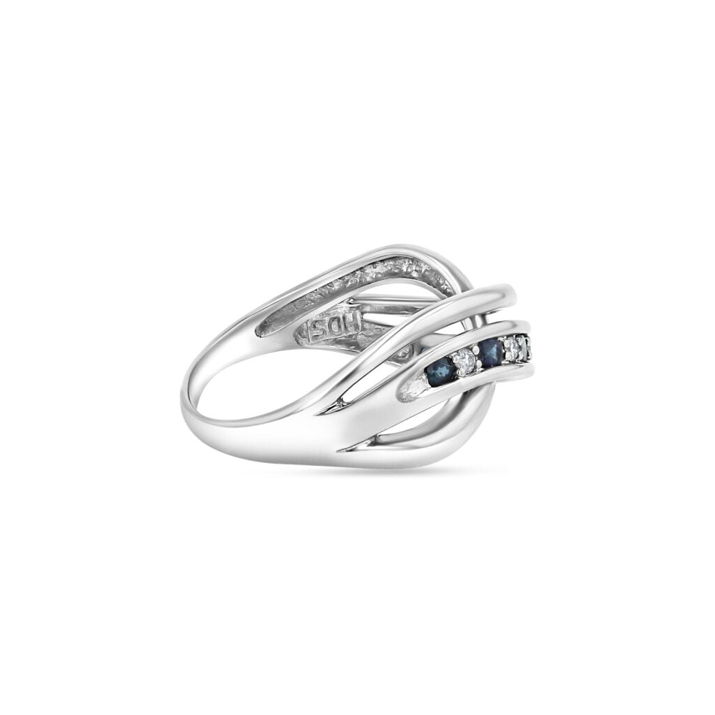 14K White Gold Alternating Channel Infinity Ring