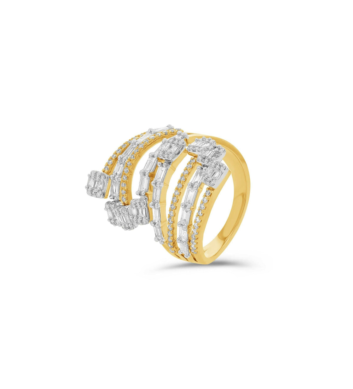 Anillo de cóctel de diamantes baguette