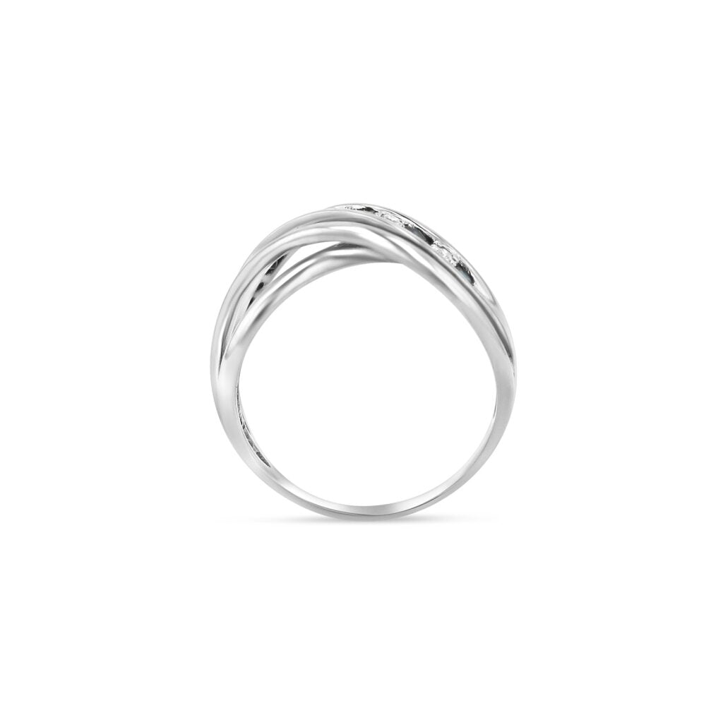 14K White Gold Alternating Channel Infinity Ring