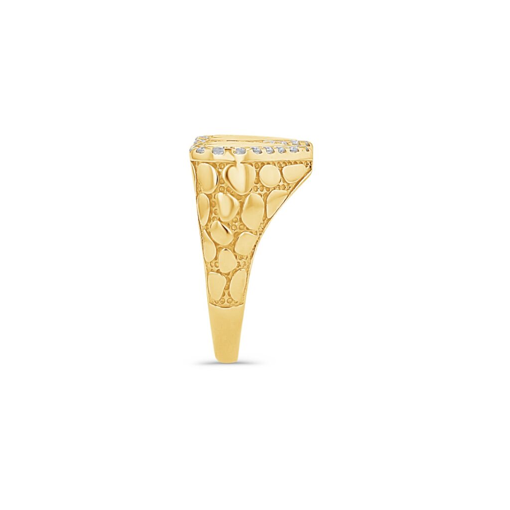 14K Gold Twin Heart Nugget Ring