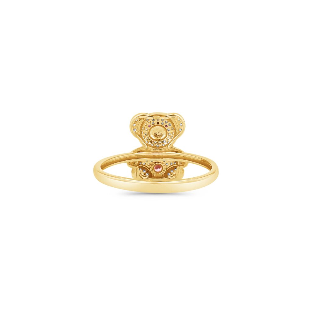14K Gold Pavé Bear Ring