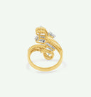 Anillo de cóctel de diamantes con flor y baguette
