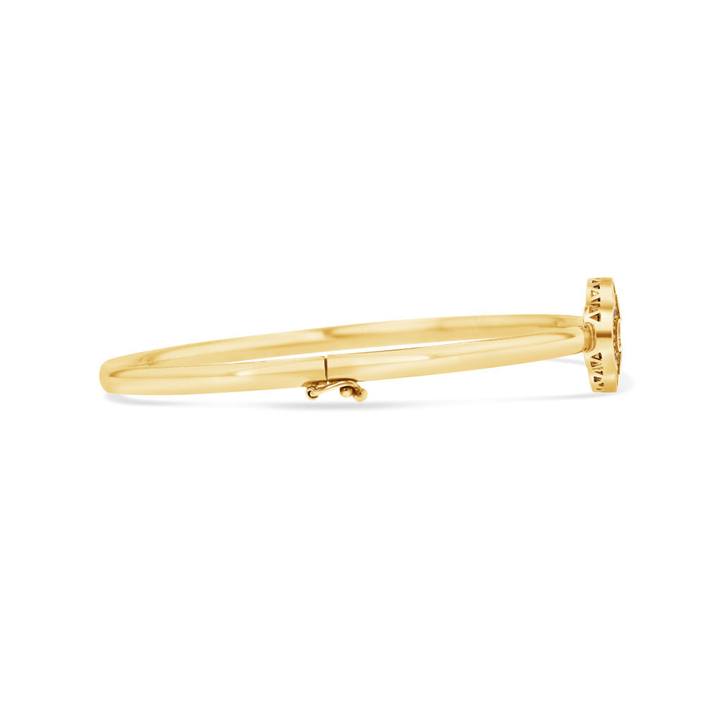 14K Gold Black Clover Bangle