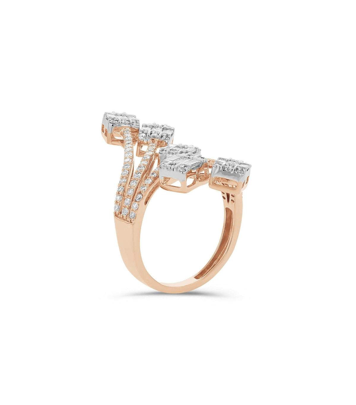 Anillo de cóctel de diamantes en oro rosa