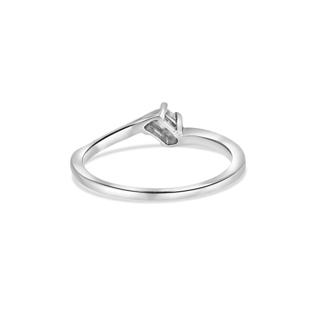 14K White Gold Dainty Princess Solitaire Ring