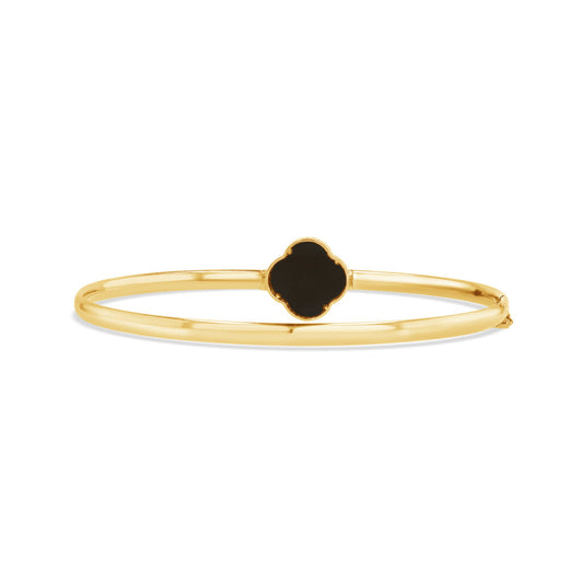 14K Gold Black Clover Bangle