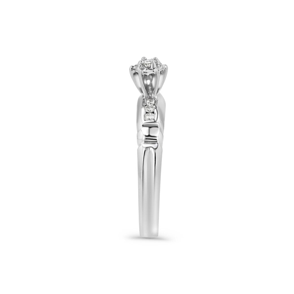 14K White Gold Antique Style Channel Engagement Ring