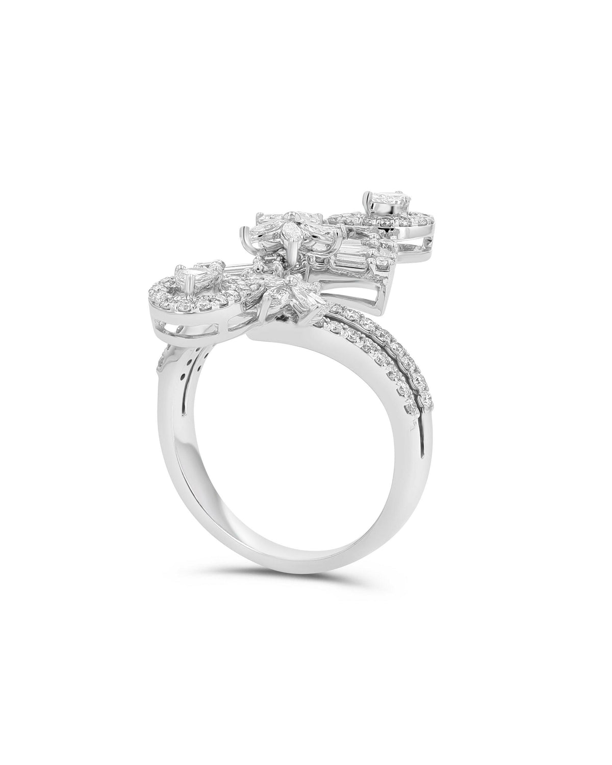 White Gold Flower Diamond Cocktail Ring - 1.46 CTW