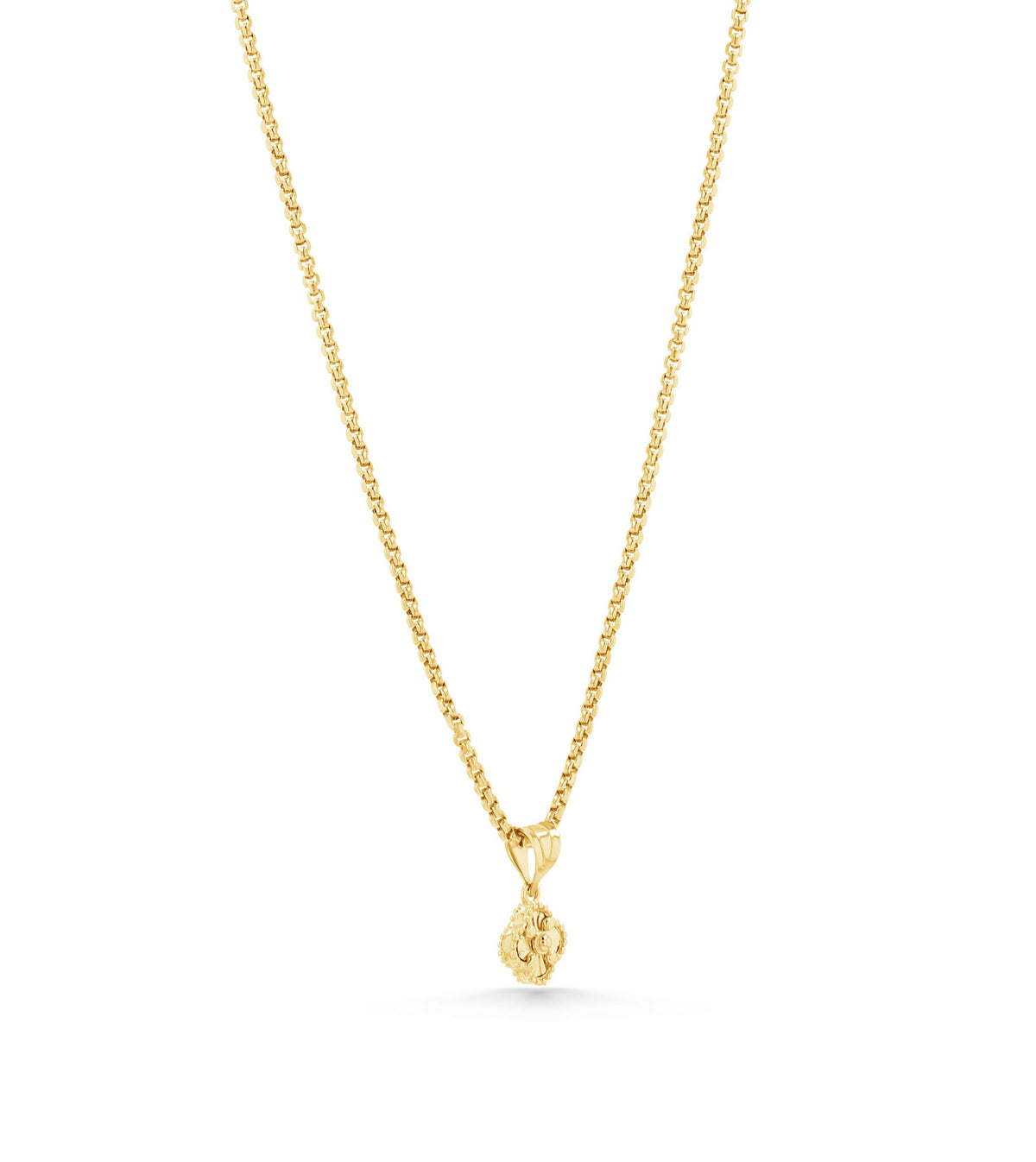 14K Gold Small Guilloché Clover Charm