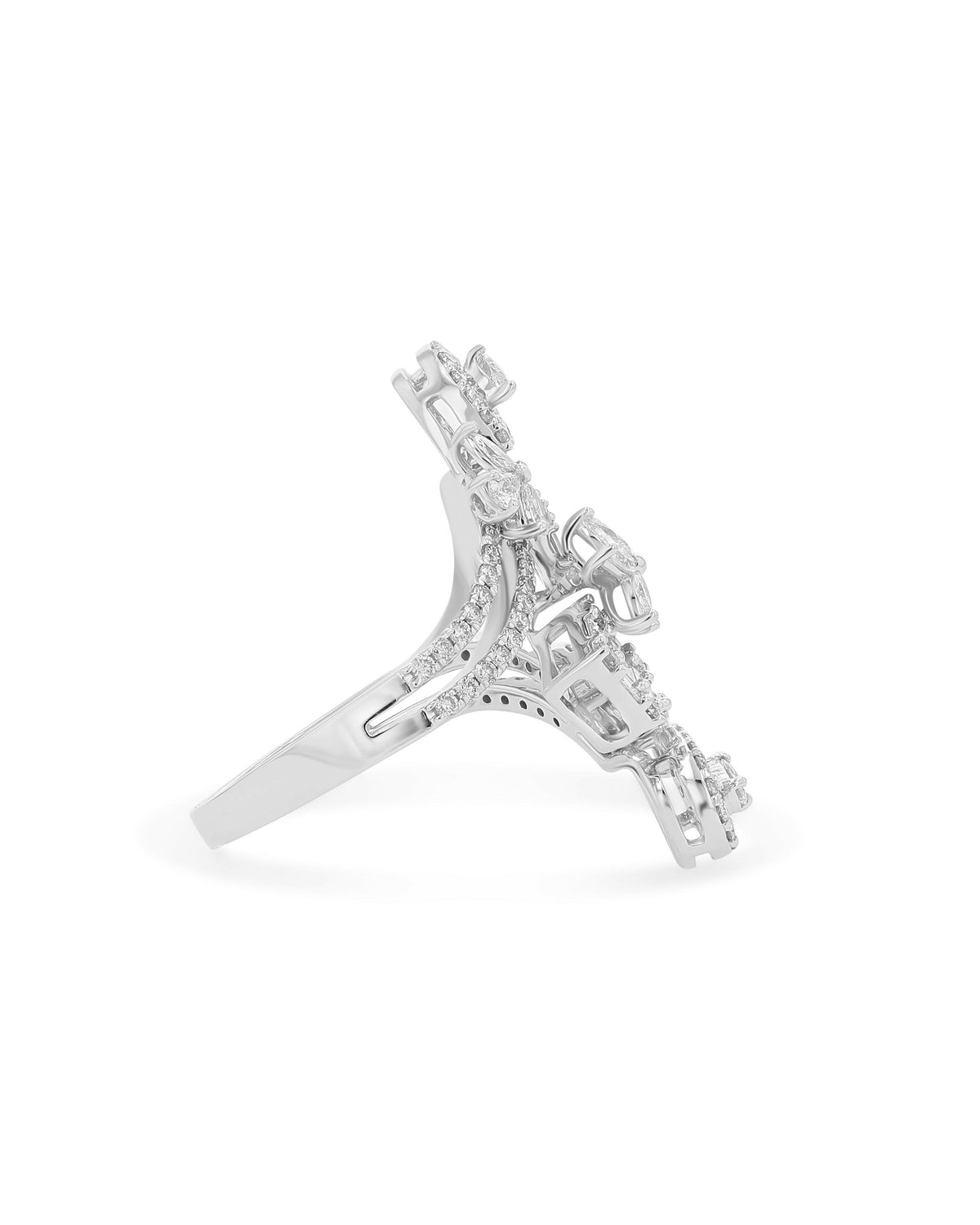 White Gold Flower Diamond Cocktail Ring - 1.46 CTW