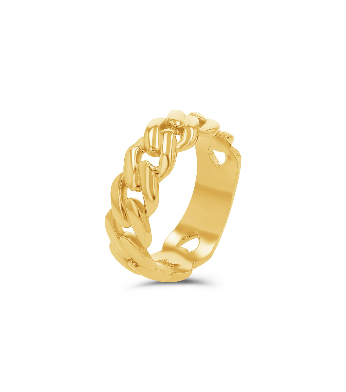 14K Gold Solid Cuban Link Ring - 7.5mm