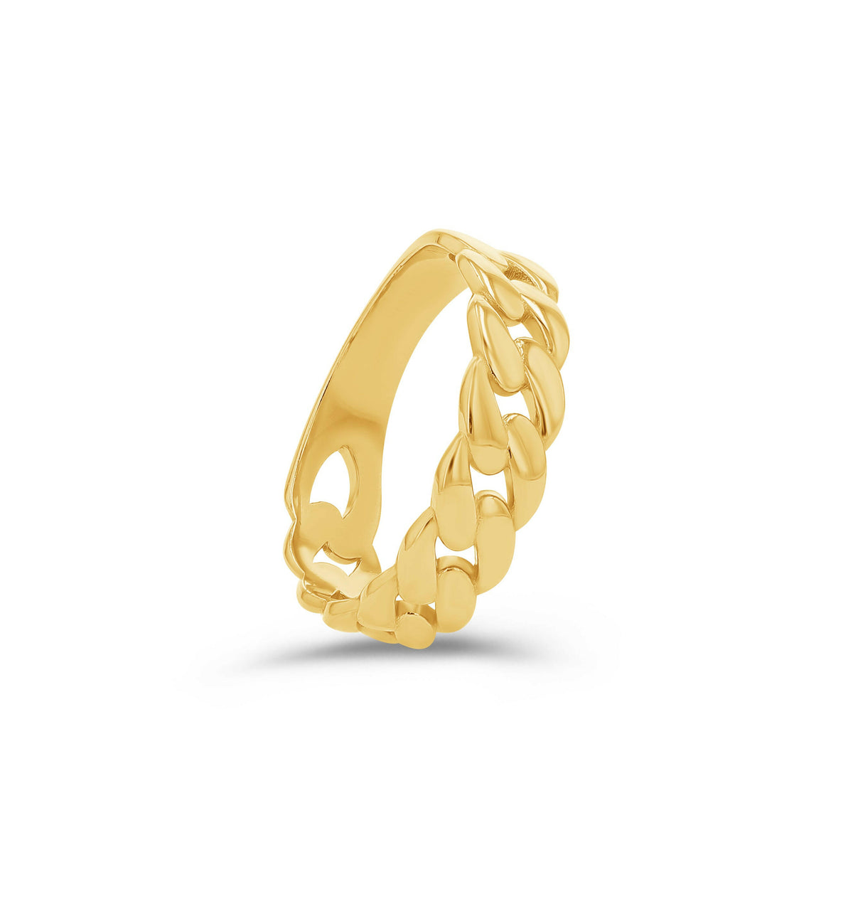 14K Solid Gold Cuban Link Ring - 6mm