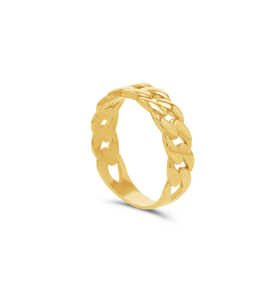 14K Solid Gold Cuban Link Ring - 6mm