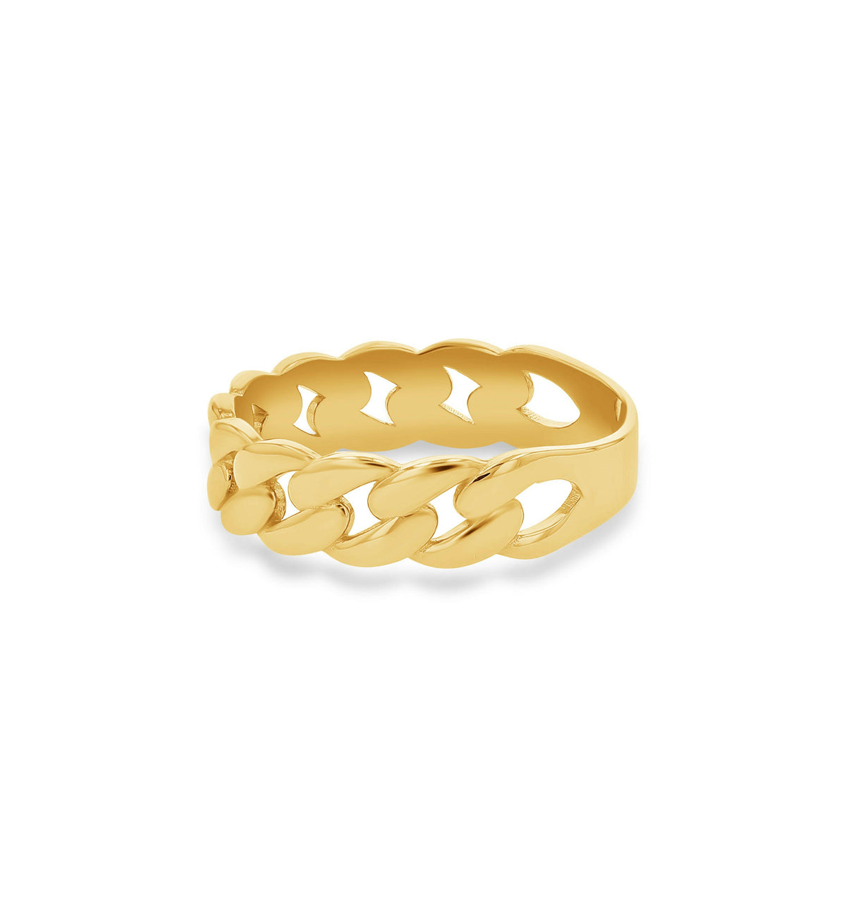 14K Solid Gold Cuban Link Ring - 6mm