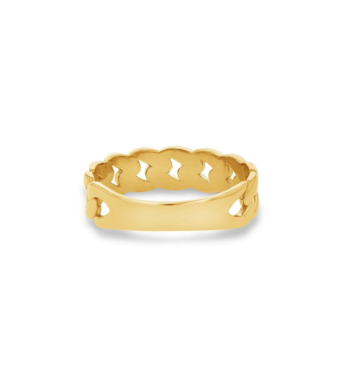 14K Solid Gold Cuban Link Ring - 6mm