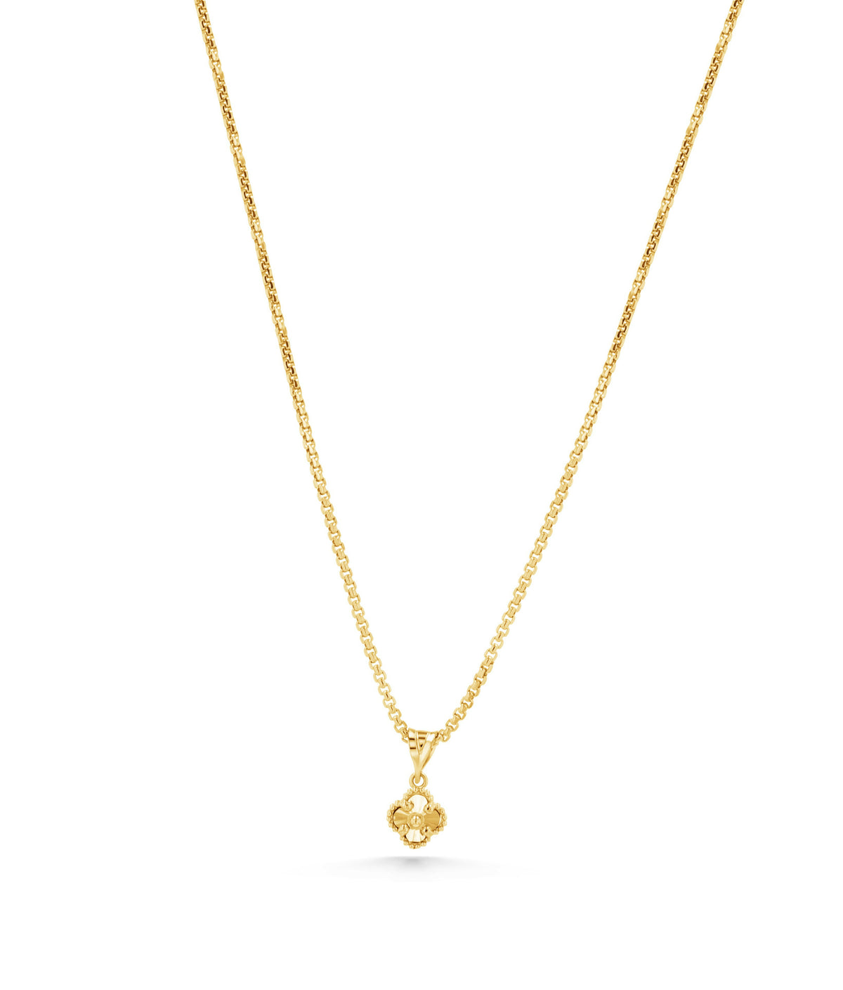 14K Gold Small Guilloché Clover Charm