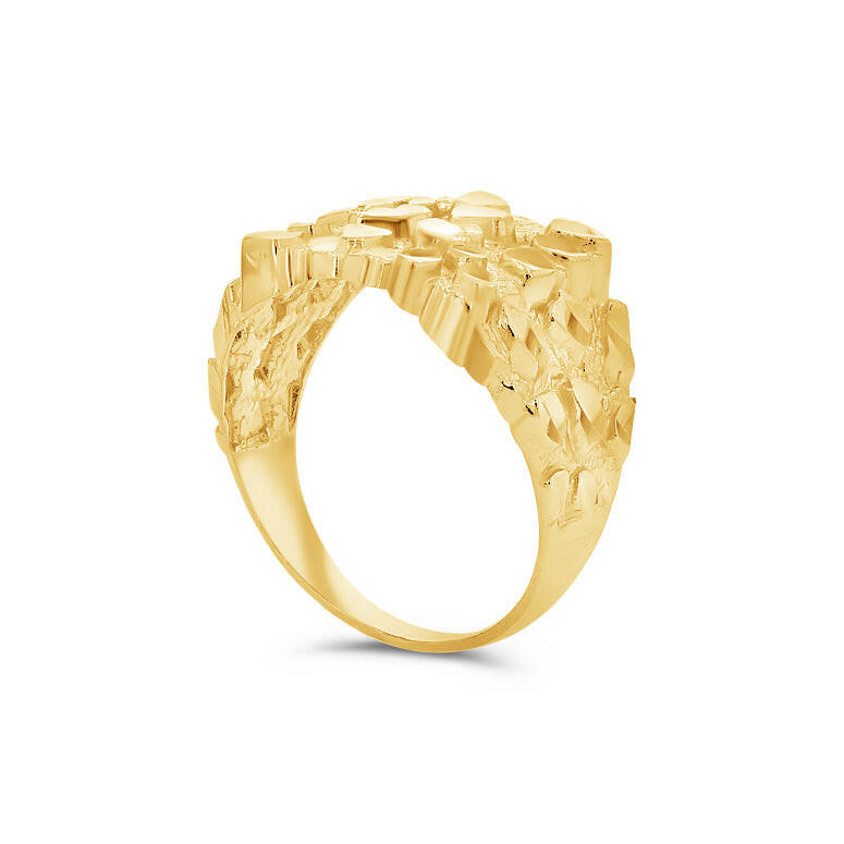 10K Gold Large Nugget Signet Ring