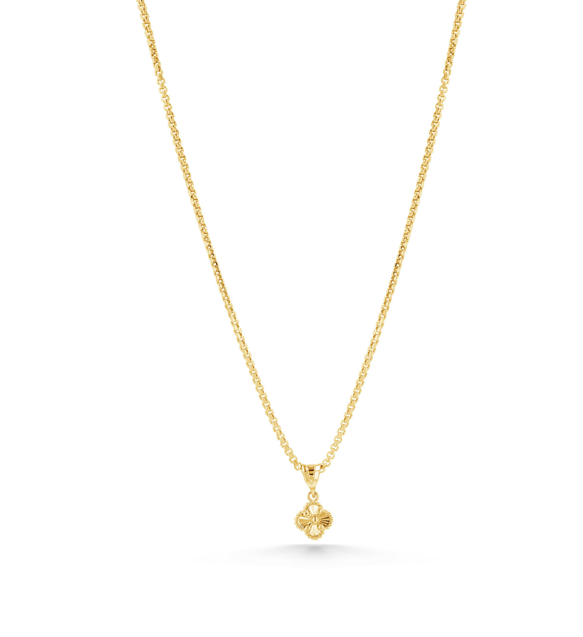 14K Gold Small Guilloché Clover Charm