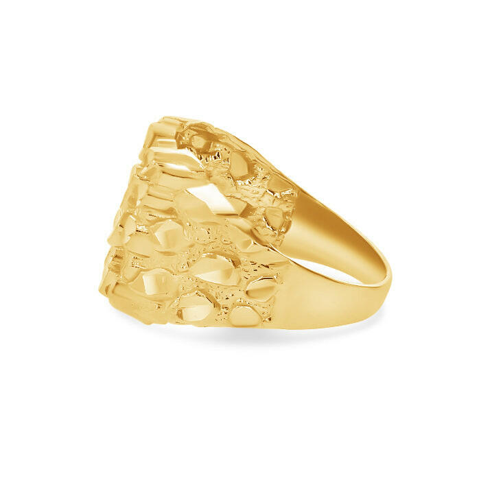 10K Gold Large Nugget Signet Ring