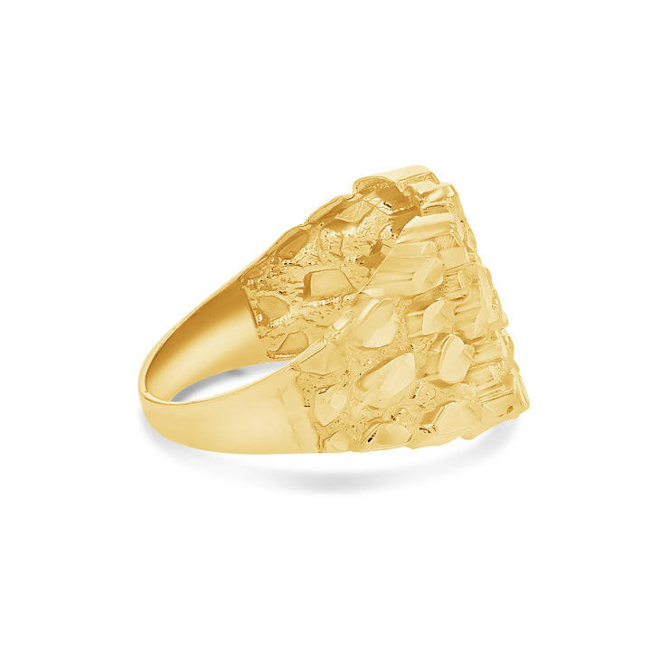 10K Gold Large Nugget Signet Ring