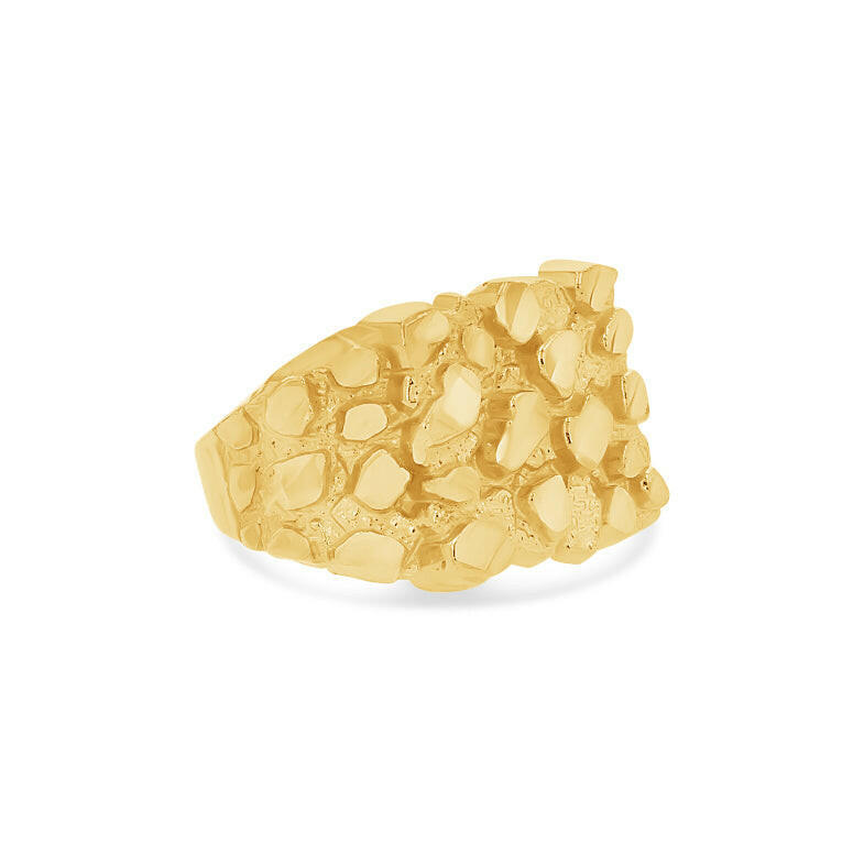 10K Gold Large Nugget Signet Ring