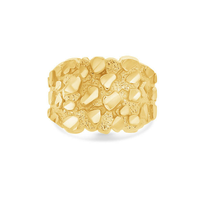 10K Gold Large Nugget Signet Ring