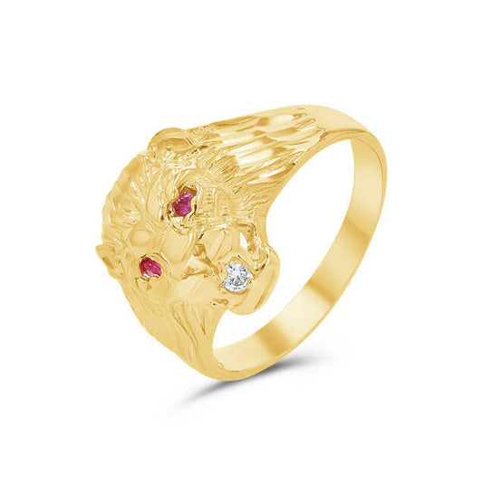 14K Gold Lion's Head Ring