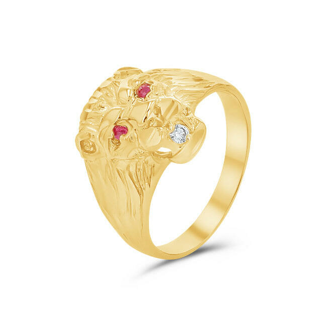 14K Gold Lion's Head Ring