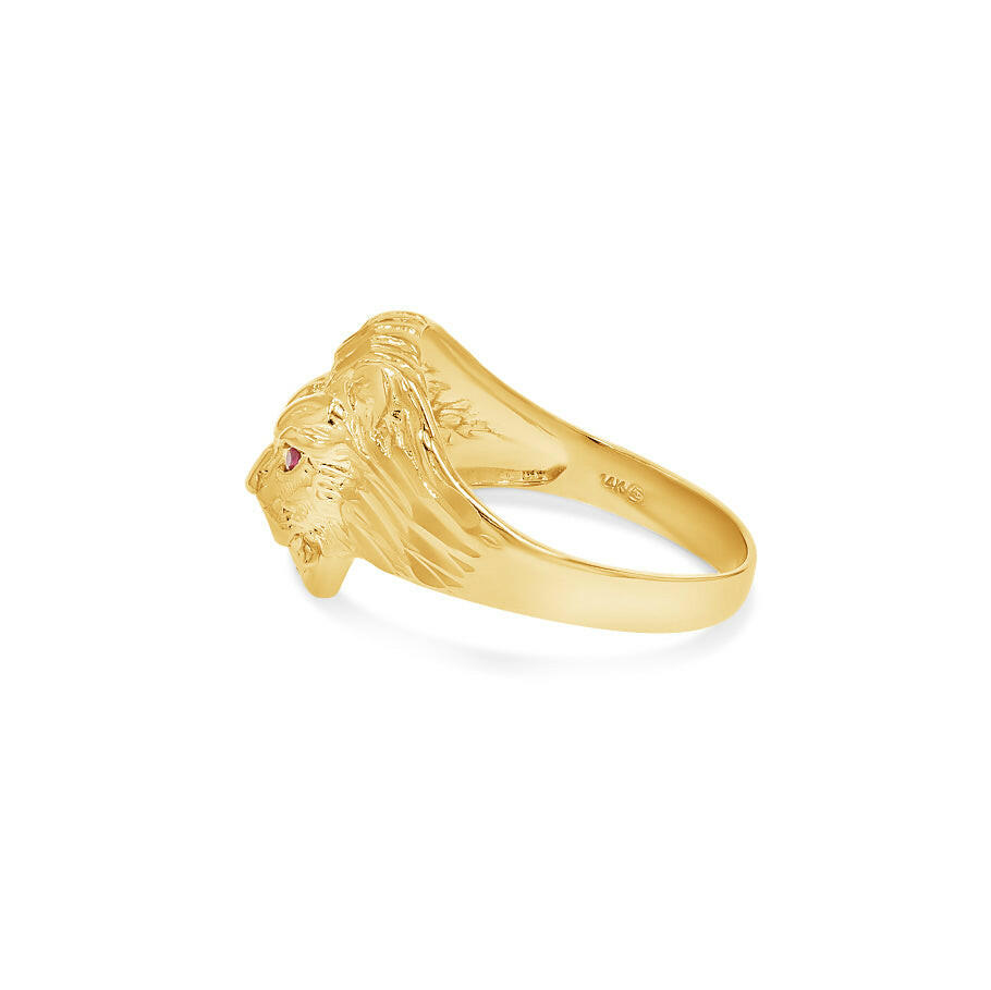 14K Gold Lion's Head Ring