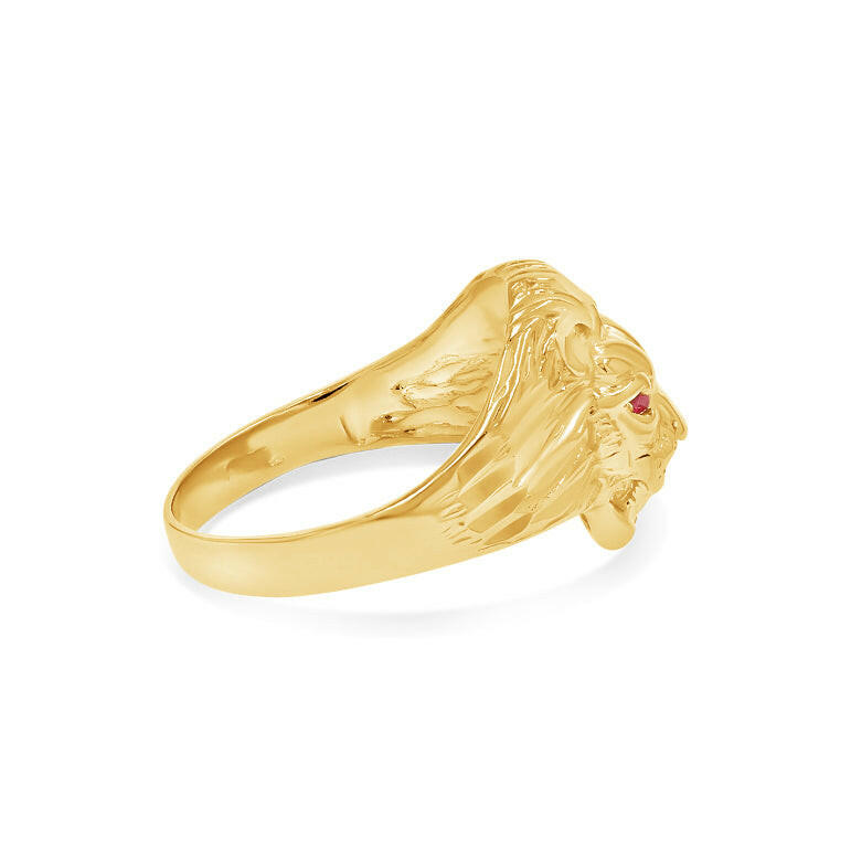 14K Gold Lion's Head Ring