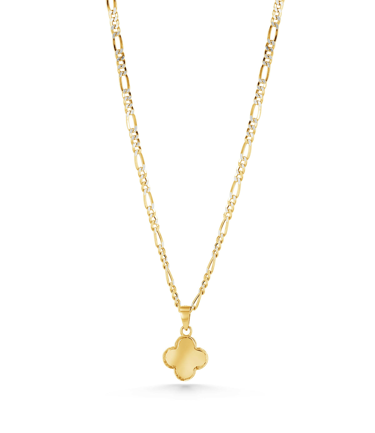 14K Gold Guilloché Clover Charm Pendant