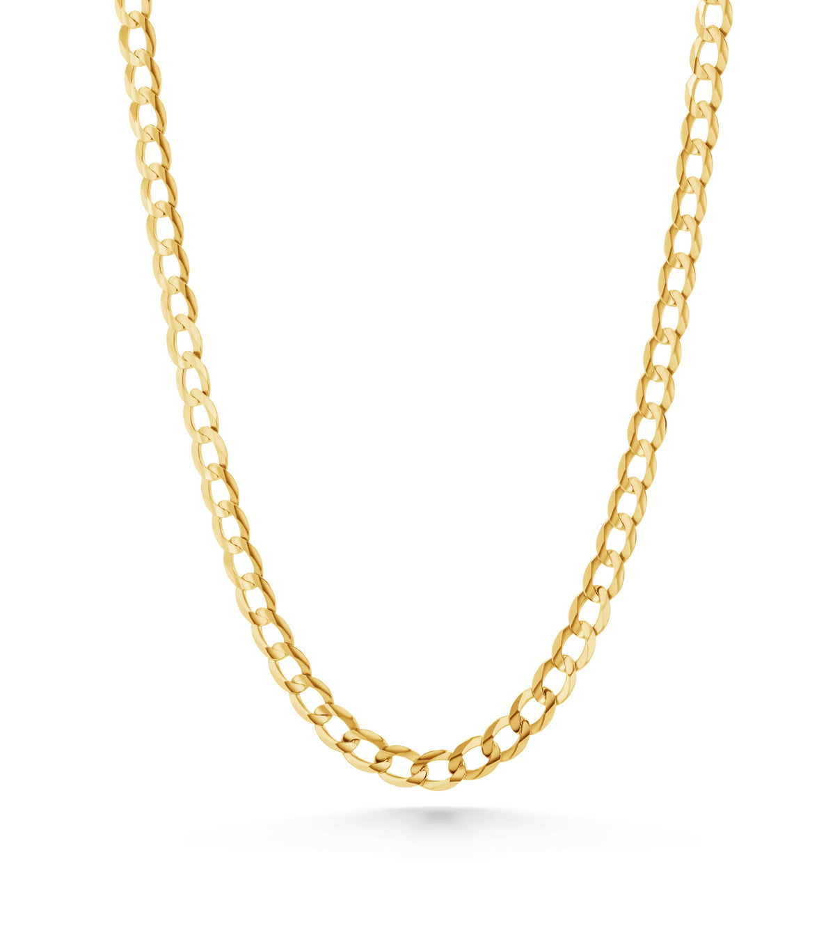14K Solid Gold Cuban Curb Chain - 4mm