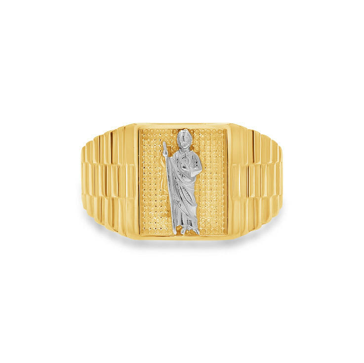 14K Two-Tone Gold Saint Jude Signet Ring
