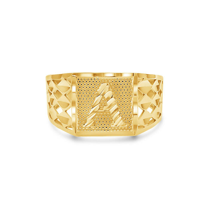 14K Gold Initial Signet Ring