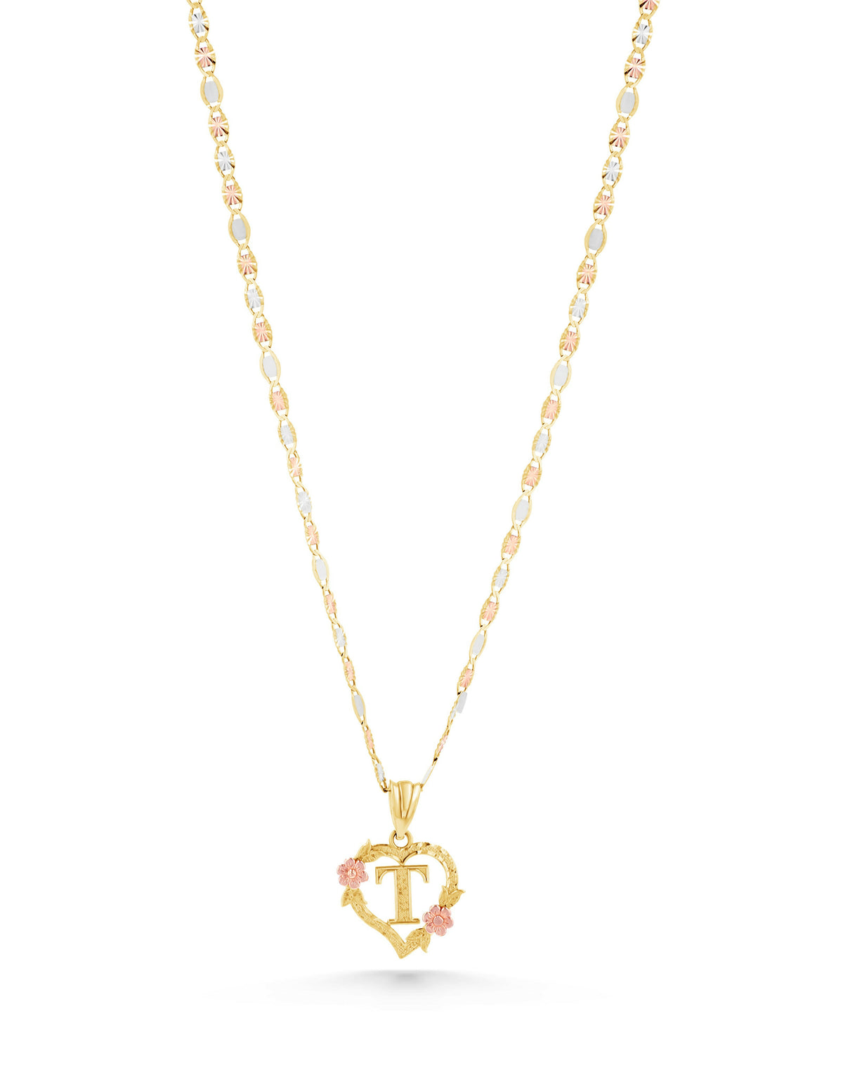 14K Gold Heart Initial Charm